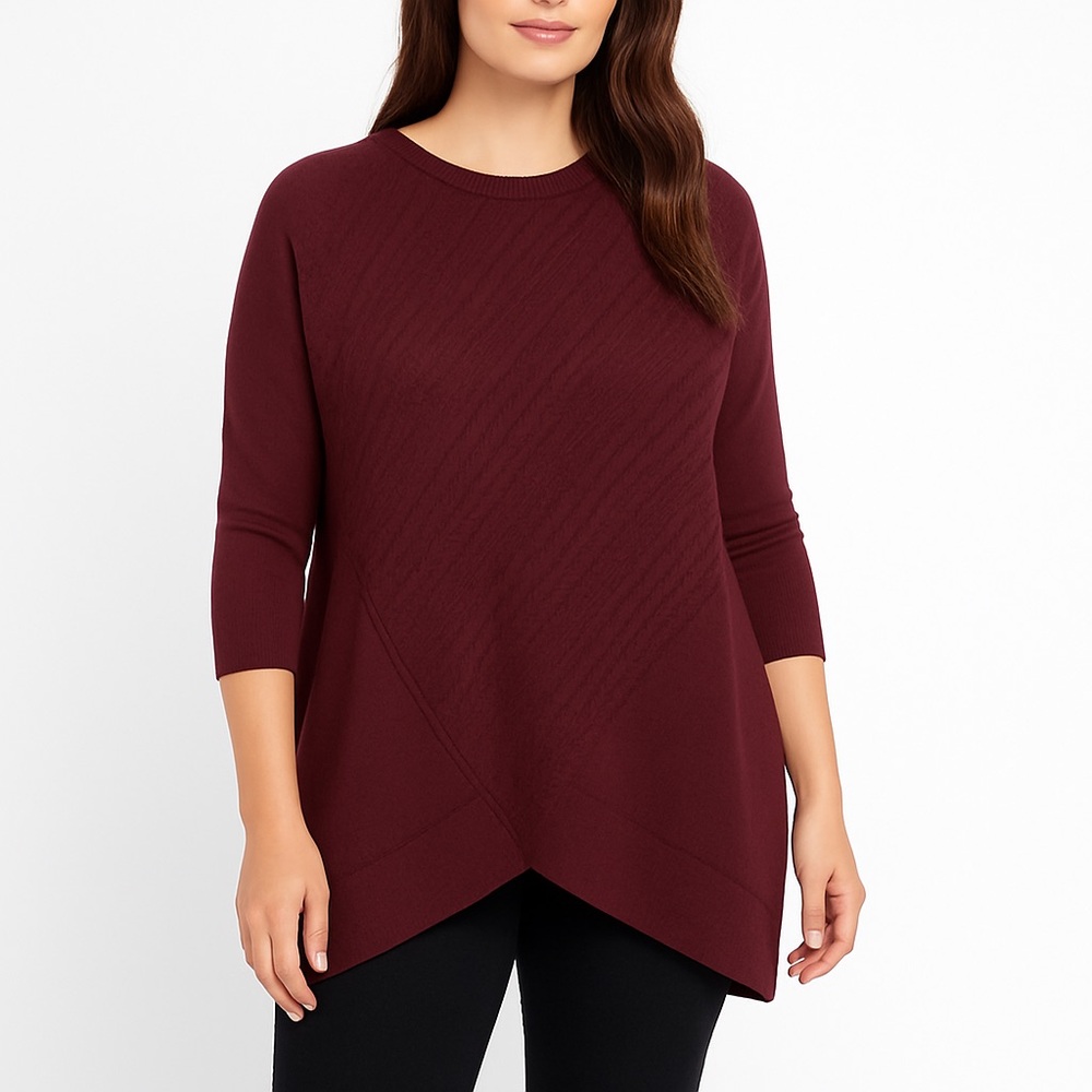 Simply Vera Vera Wang Burgundy Wine Textured Lightweight Poncho Sweater XS/Small